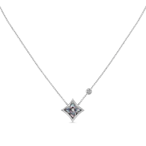 Color Blossom Bb Star Pendant, White Gold, Grey Mother-Of-Pearl And Diamond