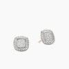 Albion&reg; Stud Earrings Sterling Silver with Pave Diamonds, 7mm