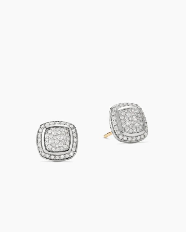 Albion&reg; Stud Earrings Sterling Silver with Pave Diamonds, 7mm