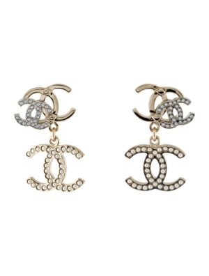 2022 Faux Pearl & Strass CC Drop Earrings