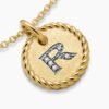 Initial Charm Necklace 18K Yellow Gold with Diamond R