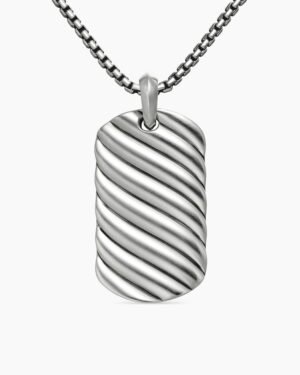 Sculpted Cable Tag Sterling Silver, 42mm