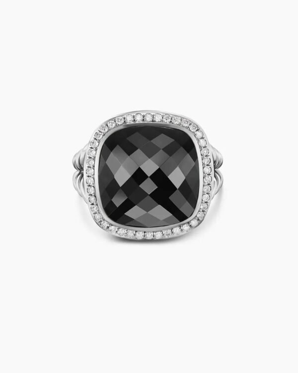 Albion&reg; Ring Sterling Silver with Black Onyx and Diamonds, 14mm - 6