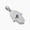 595204E4-01C4-8AA5-0CD7-43FABF79926F.jpg Hamsa Amulet 18K White Gold with Pavé Diamonds and Blue Sapphire, 24.6mm