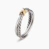 Petite X Ring Sterling Silver with 18K Yellow Gold, 4mm