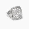 Albion Ring Sterling Silver with Pave Diamonds, 17mm