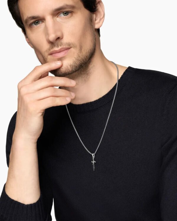 Waves Dagger Amulet Sterling Silver with Black Diamonds