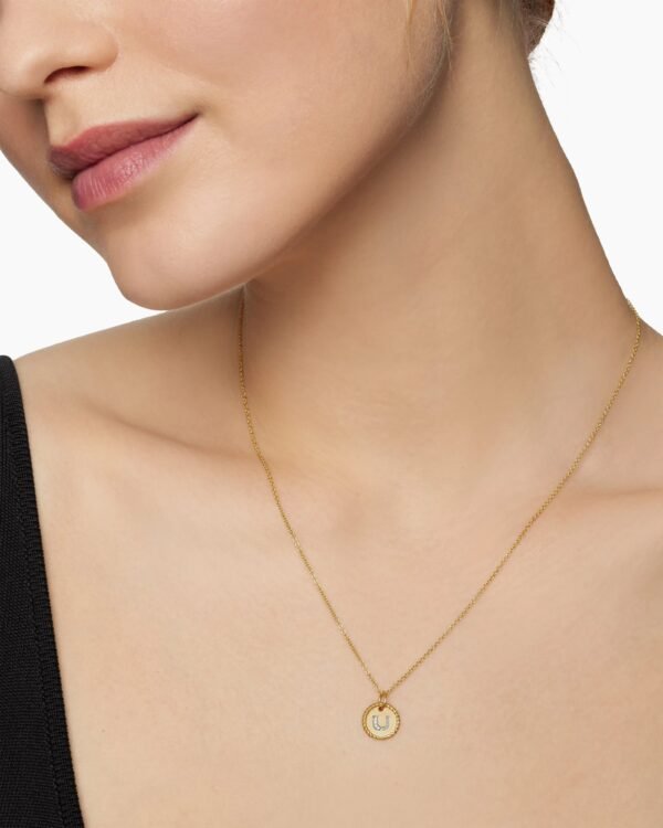 5C7EF1DE-044A-1A1E-90E1-988CA27C5C51.jpg Initial Charm Necklace 18K Yellow Gold with Diamond U