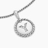 Initial Charm Necklace Sterling Silver with Diamond Y