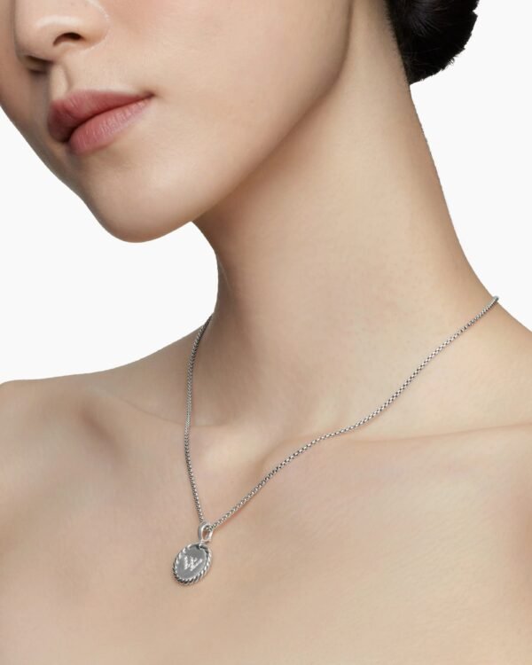 5E7A3565-410F-180E-BF80-D04C85B693EF.jpg Initial Charm Necklace Sterling Silver with Diamond W