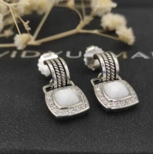 5F8064AA-23F2-E531-24DE-CE250E28C006.jpg Albion® Drop Earrings Sterling Silver with White Onyx and Diamonds