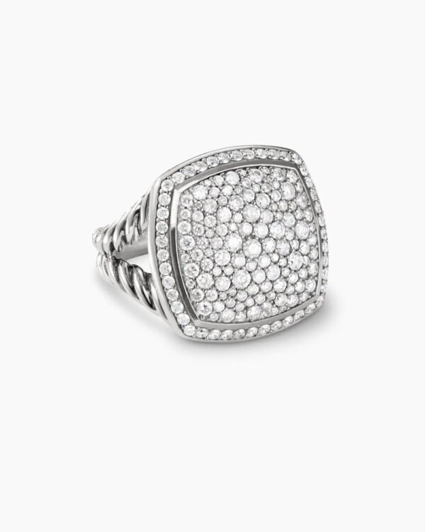 Albion&reg; Ring Sterling Silver with Pave Diamonds, 17mm
