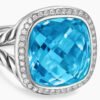 Albion&reg; Ring Sterling Silver with Blue Topaz and Diamonds, 14mm - 6