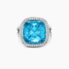 Albion&reg; Ring Sterling Silver with Blue Topaz and Diamonds, 14mm - 6