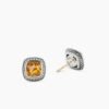 Albion Stud Earrings Sterling Silver with Citrine and Diamonds, 7mm