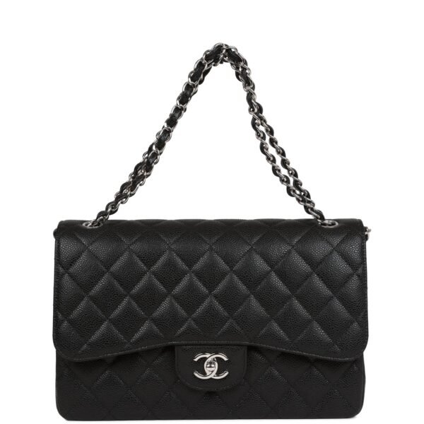 Jumbo Classic Double Flap Bag Black Caviar Silver Hardware