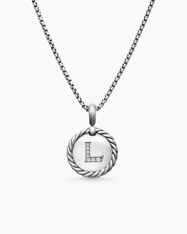 6507A85A-FC8D-4709-F669-973001C4C031.jpg Initial Charm Necklace Sterling Silver with Diamond L