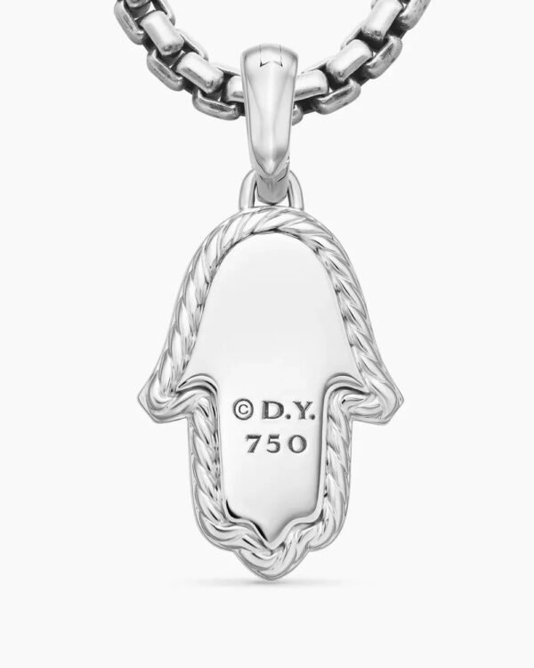 666E5702-7DC1-6ECF-C47B-469E106FB699.jpg Hamsa Amulet 18K White Gold with Pavé Diamonds and Blue Sapphire, 24.6mm