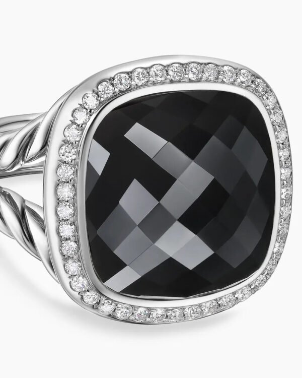 Albion&reg; Ring Sterling Silver with Black Onyx and Diamonds, 14mm - 6