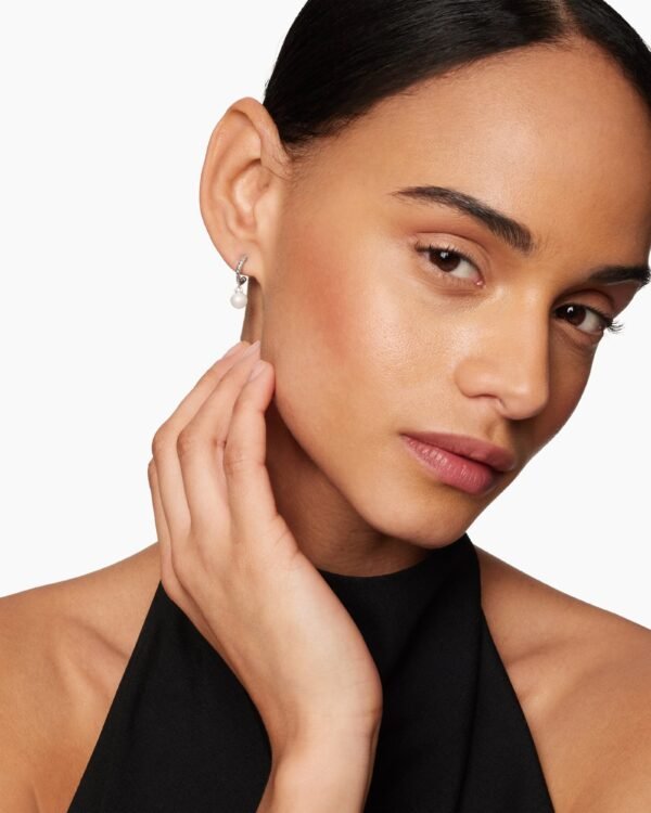 690524C3-42B1-FCBE-00DD-BC9CBF8F1CBD.jpg Pearl and Pavé Solari Drop Earrings Sterling Silver with Pearls and Diamonds, 18.4mm