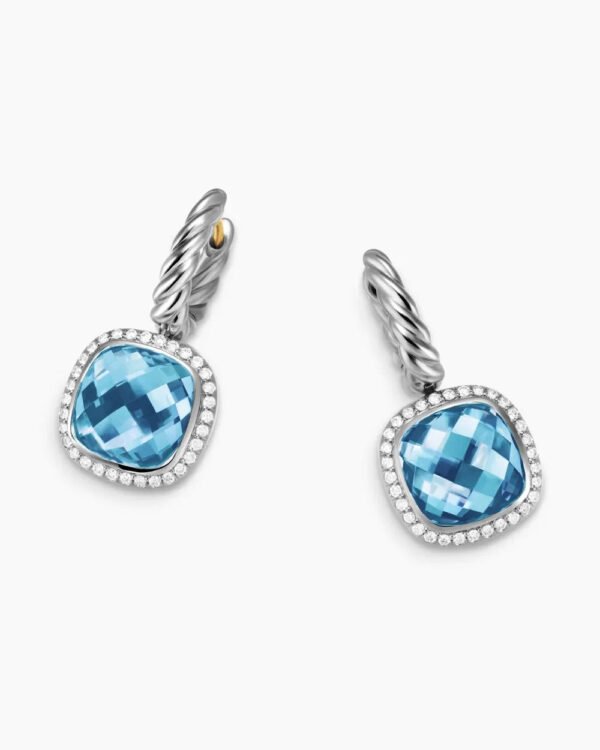6A4B128E-68FA-E323-022A-9CAB392523E2.jpg Albion® Drop Earrings Sterling Silver with Blue Topaz and Diamonds