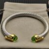 7mm Cable Bracelet with Peridot & Diamond Accents ??Gold Cap