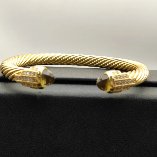 7mm Cable Bracelet with Brown & Diamond Accents