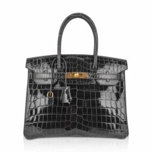 Birkin 30 Bag Graphite Niloticus Crocodile with Gold Hardware