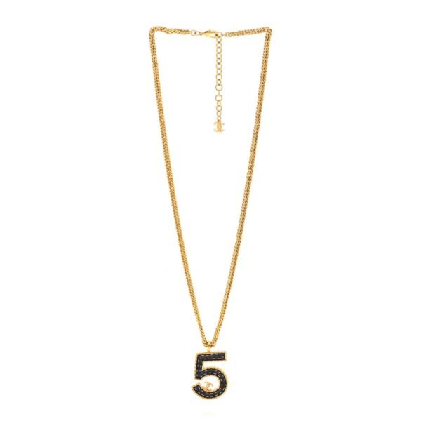 Metal Resin Chain CC No.5 Necklace Gold Blue