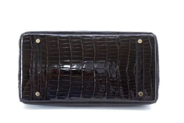 Birkin 35 Black Porosus Crocodile with Gold Hardware
