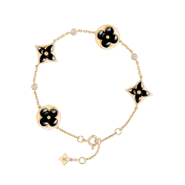 Color Blossom BB Multi-Motif Bracelet, Yellow Gold, Onyx And Diamonds