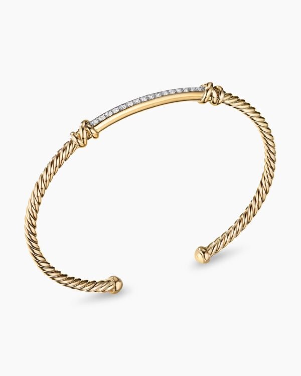 Petite Helena Cablespira Station Bracelet 18K Yellow Gold with Diamonds, 3mm