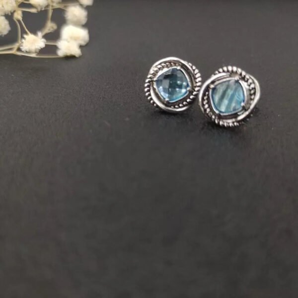 760BF783-8531-7162-62B4-7BEE34A231B2.jpg Infinity Stud Earrings Sterling Silver with Blue Topaz, 13mm