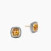 Albion Stud Earrings Sterling Silver with Citrine and Diamonds, 7mm