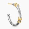 Petite Helena Wrap Hoop Earrings Sterling Silver with 18K Yellow Gold and Diamonds
