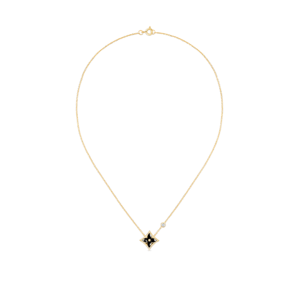 Color Blossom Bb Star Pendant, Yellow Gold, Onyx And Diamond