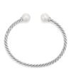 Solari Cablespira&reg; Bracelet Sterling Silver with Pearls and Diamonds, 3mm