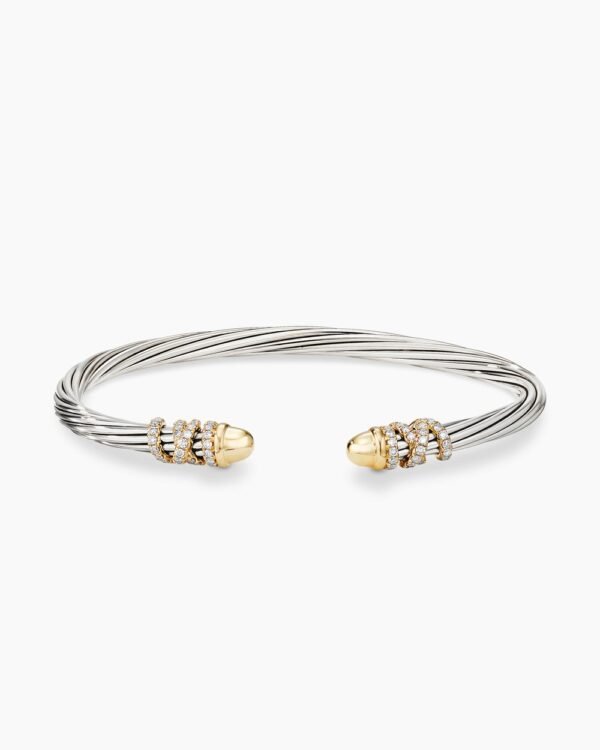 Helena Bracelet Sterling Silver with 18K Yellow Gold Domes and Diamonds, 4mm