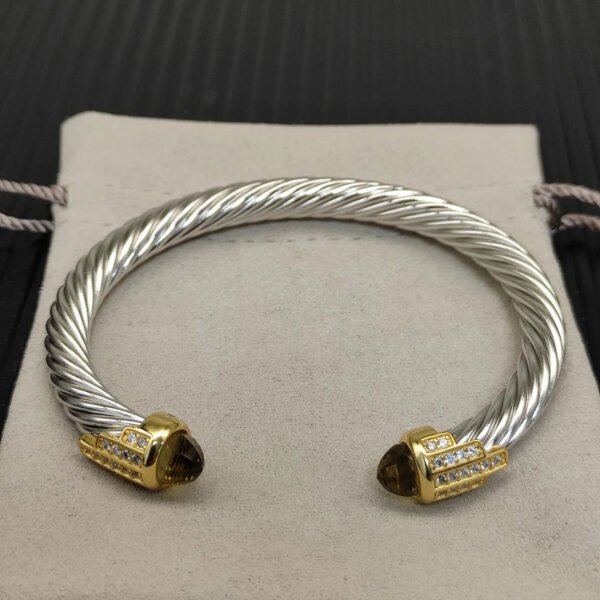 7A04C464-DF9F-0D2D-6EF7-A7578EF791FE.jpg 7mm Cable Bracelet with Brown & Diamond Accents ??Gold Cap