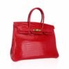 Birkin 35 Bag Braise Porosus Crocodile with Gold Hardware