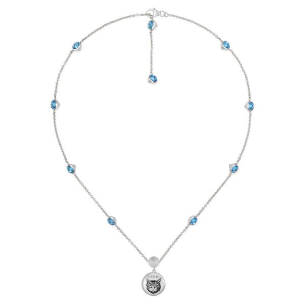 Blind For Love Silver Blue Zirconia Circle Pendant Necklace