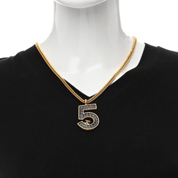 Metal Resin Chain CC No.5 Necklace Gold Blue