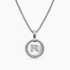 Initial Charm Necklace Sterling Silver with Diamond R