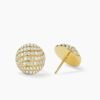 Sculpted Cable Stud Earrings 18K Yellow Gold with Diamonds, 14mm