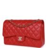 Jumbo Classic Double Flap Bag Red Caviar Light Gold Hardware