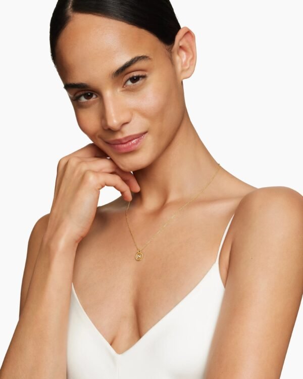 Initial Charm Necklace 18K Yellow Gold with Diamond N