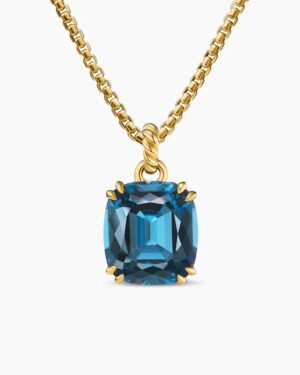 Marbella Pendant 18K Yellow Gold with Hampton Blue Topaz, 22mm