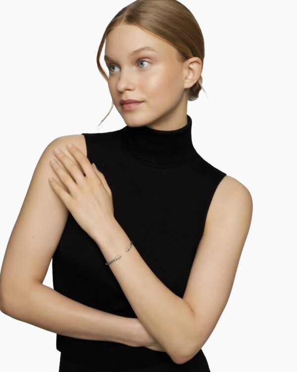 Helena Bracelet Sterling Silver with 18K Yellow Gold, Pearls and Diamonds, 4mm