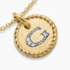 Initial Charm Necklace 18K Yellow Gold with Diamond G