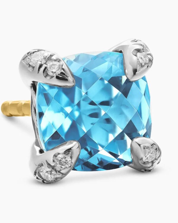 84B72153-7205-4C45-E07D-7CF24ACB0180.jpg Petite Chatelaine® Stud Earrings Sterling Silver with Blue Topaz and Diamonds